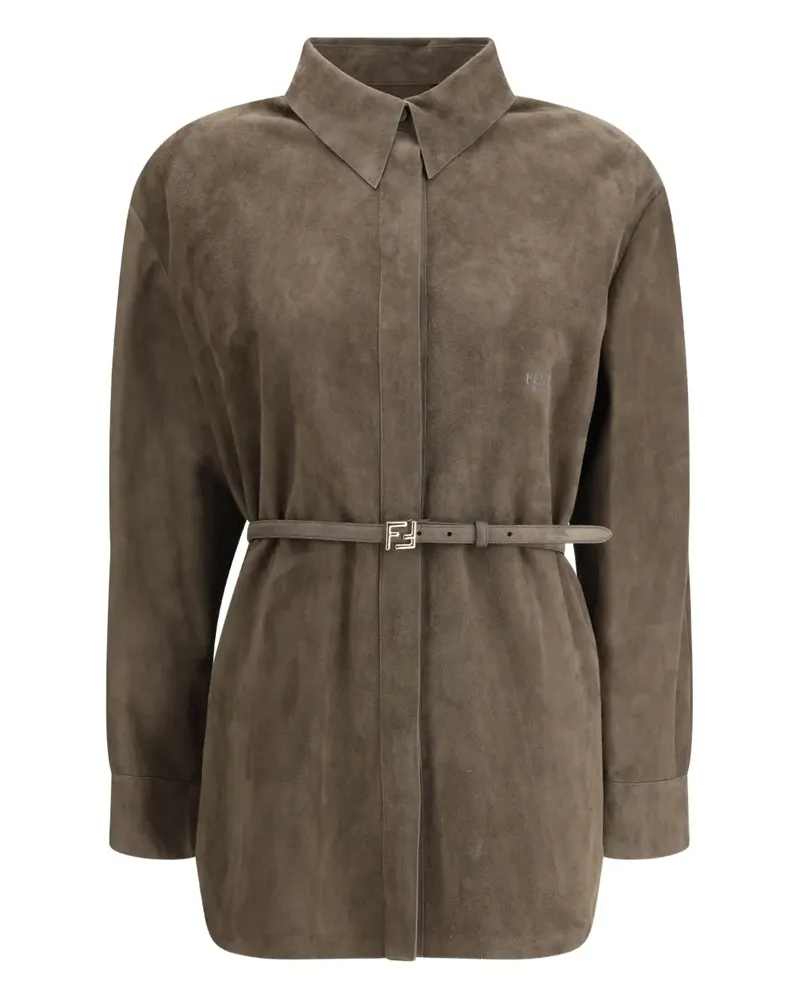 Fendi Hemd aus Wildleder - Grau Grau