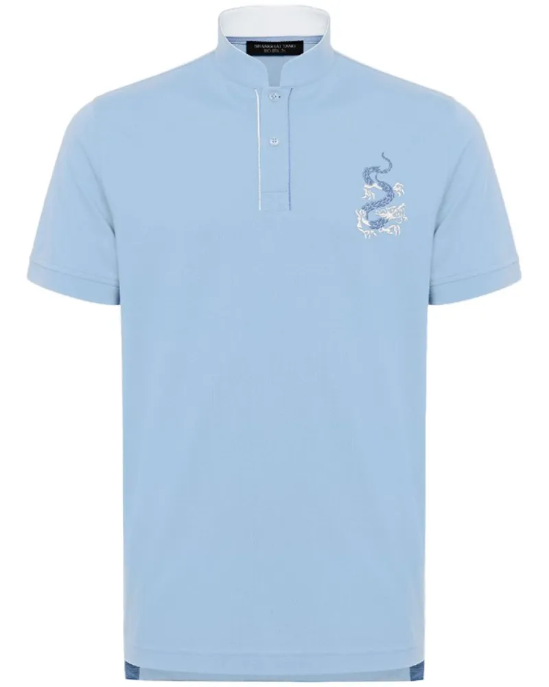 Shanghai Tang Poloshirt mit Drachenstickerei - Blau Blau