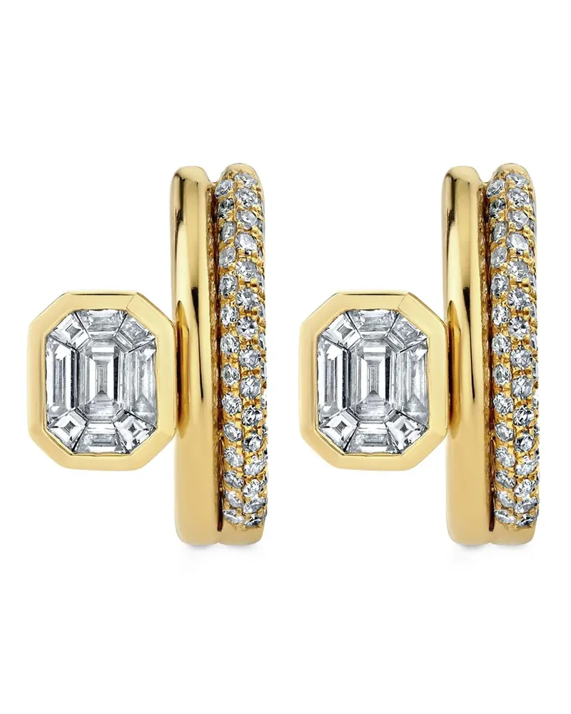 SHAY 18kt Floating Bezel Gelbgoldohrringe mit Diamanten Gold