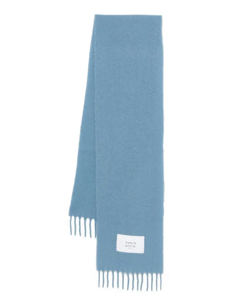 Kitsuné Schal mit Fransen und Logo-Patch - Blau Blau