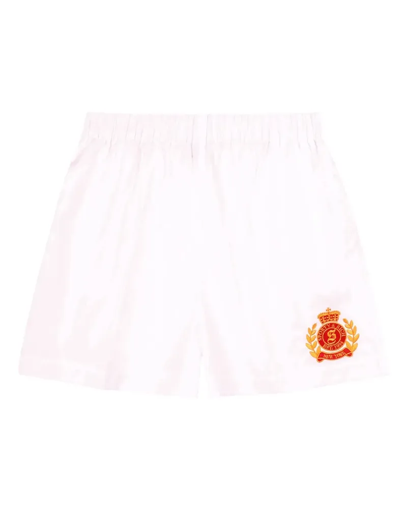 SPORTY & RICH Shorts mit Logo-Stickerei - Weiß Weiß
