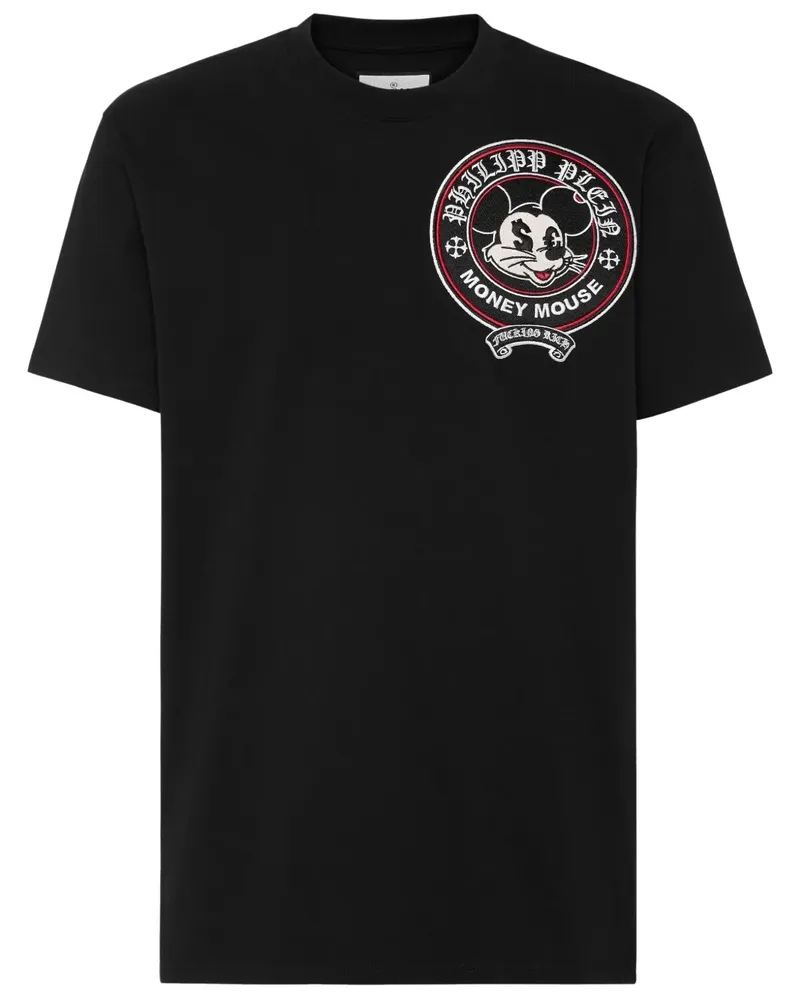 Philipp Plein T-Shirt mit Money-Mouse-Stickerei - Schwarz Schwarz