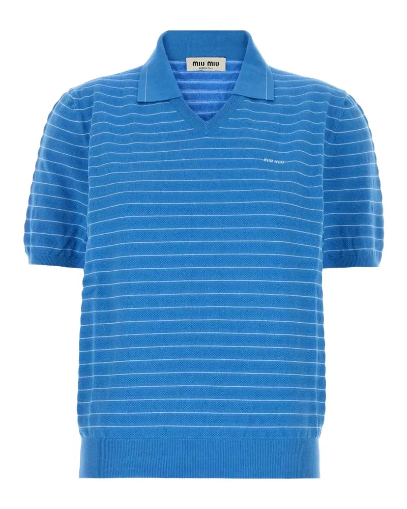 Miu Miu V-neck knit T-shirt - Blau Blau