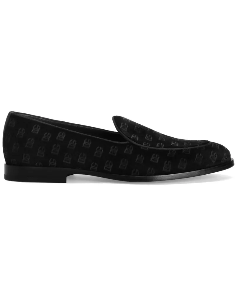 Dolce & Gabbana Slipper aus Samt Schwarz