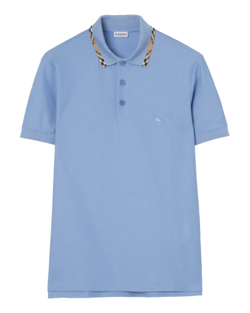 Burberry Poloshirt mit kariertem Besatz - Blau Blau