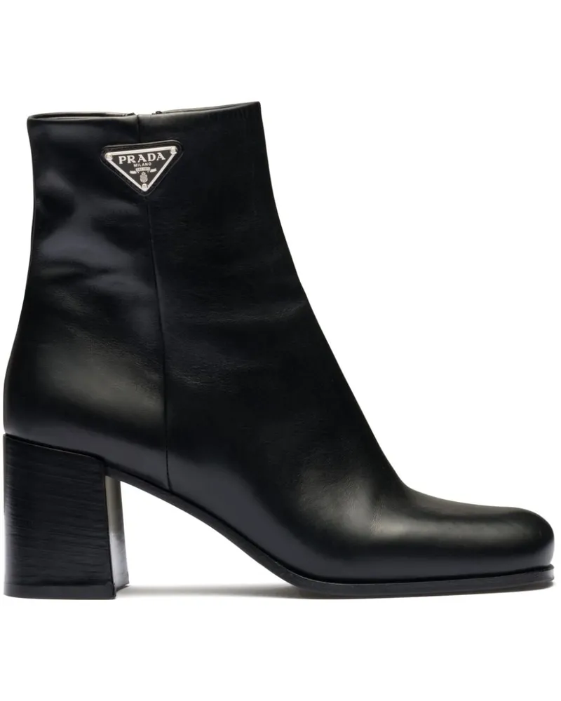 Prada Stiefeletten mit Logo-Schild - Schwarz Schwarz
