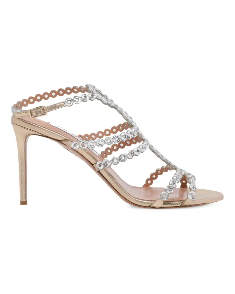 Aquazzura Mooncrush crystal-embellished sandals - Gold Gold