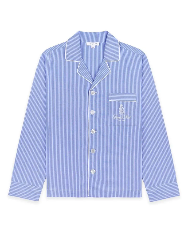 SPORTY & RICH Gestreiftes Vendome Pyjama-Oberteil - Blau Blau