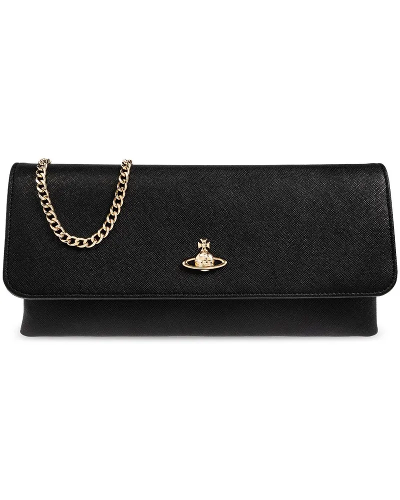 Vivienne Westwood Clutch mit Logo-Schild - Schwarz Schwarz
