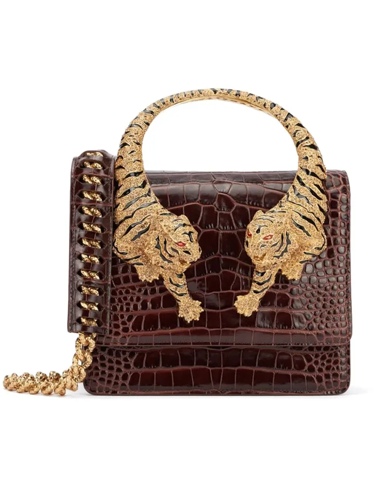 Roberto Cavalli Kleiner Roar Bag Tote Bag mit Tigerdetail - Braun Braun