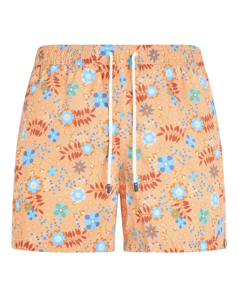 Fedeli floral-print drawstring swim shorts - Orange Orange