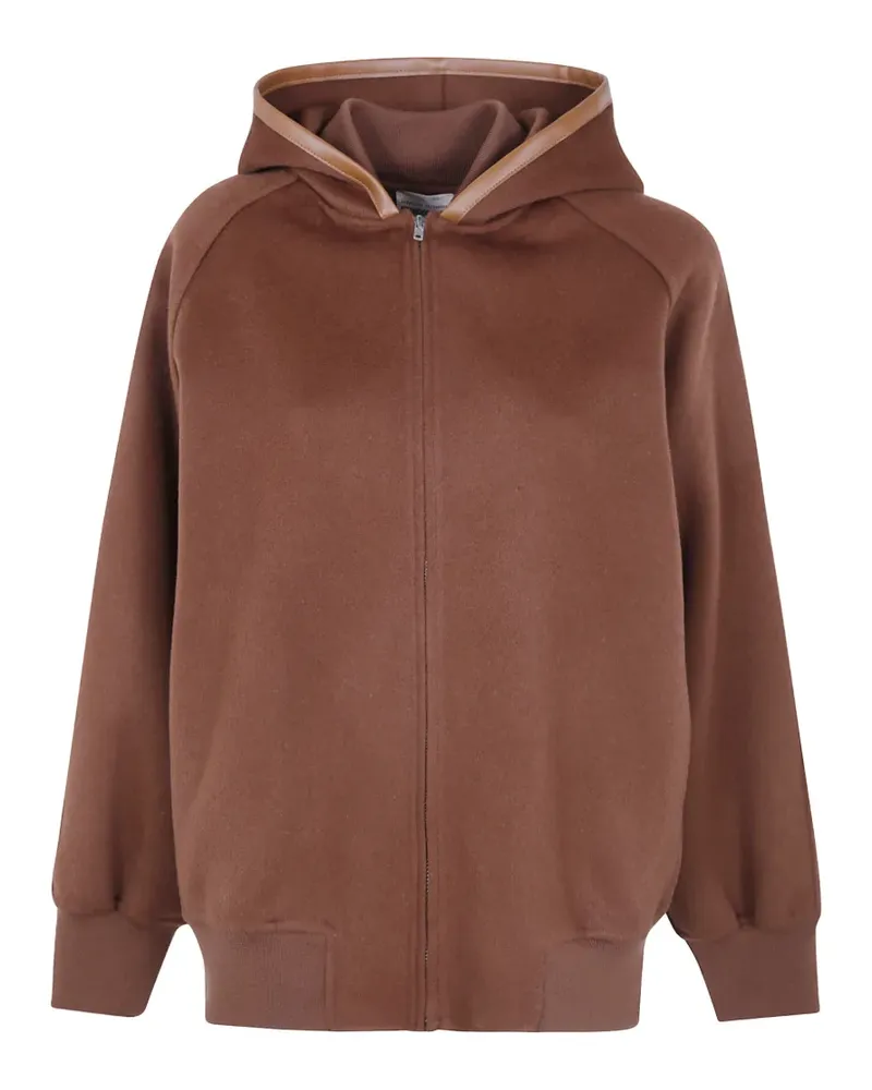 Semicouture Sharleen Kapuzenjacke mit Lederbesatz - Braun Braun
