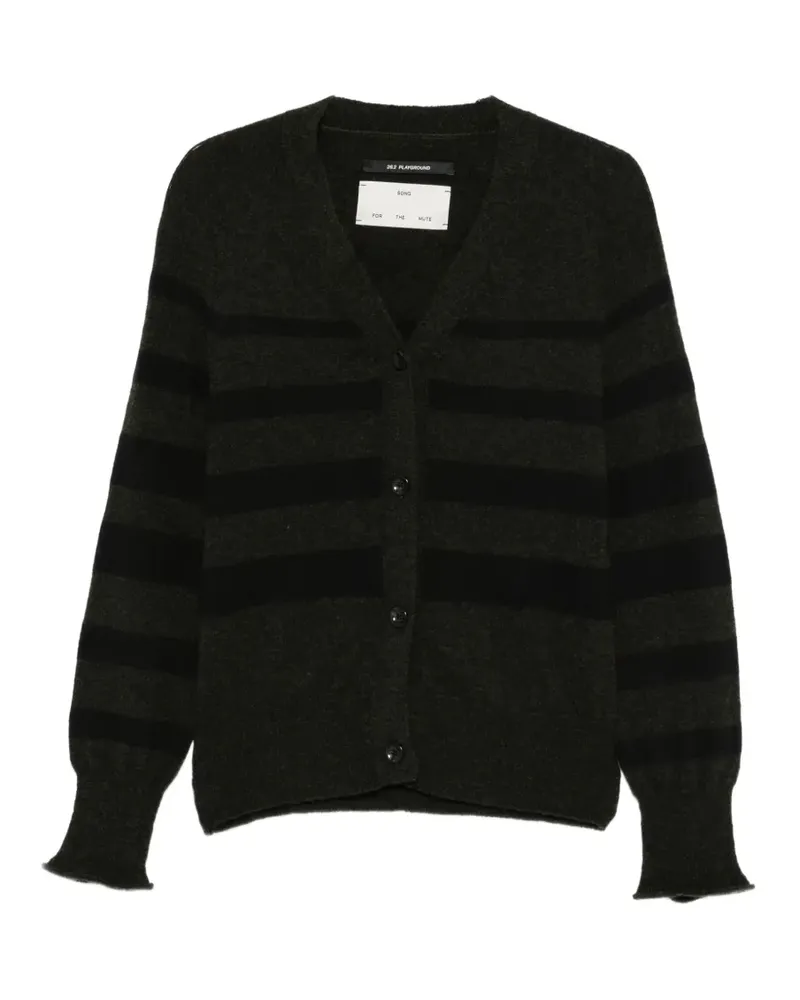 Song For The Mute Gestreifter Cardigan mit V-Ausschnitt - Grün Grün