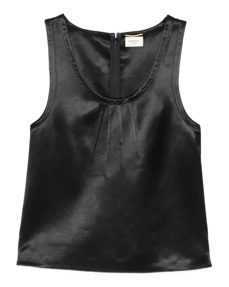 Saint Laurent pleated-detail top - Schwarz Schwarz