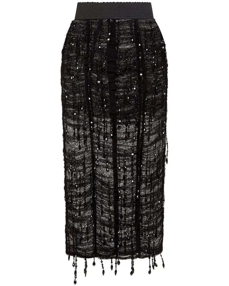 Dolce & Gabbana Bleistiftrock mit Perlen - Schwarz Schwarz