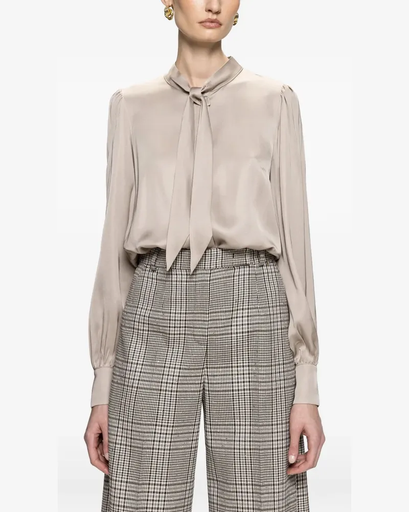 NISSA bow detail viscose shirt - Nude Nude
