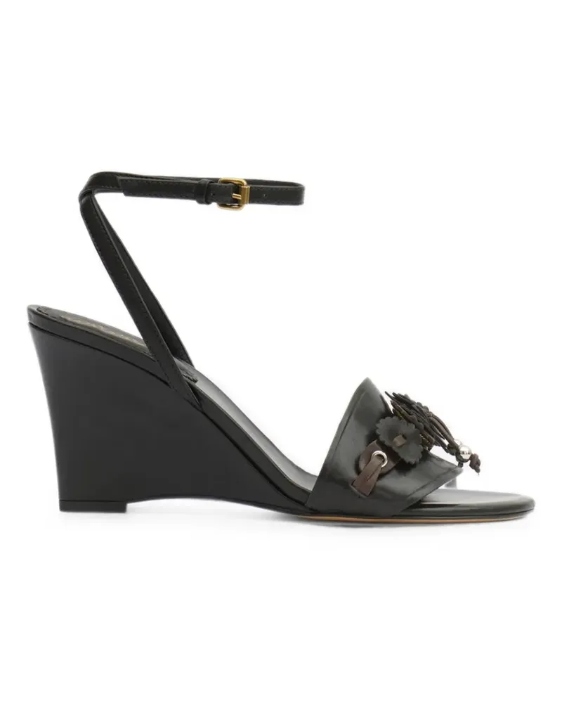 Isabel Marant Anerya floral-appliqué wedge sandals - Schwarz Schwarz