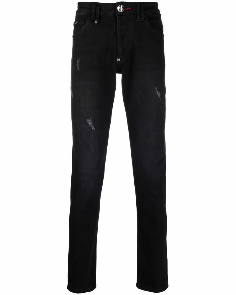 Philipp Plein Tief sitzende Straight-Leg-Jeans - Schwarz Schwarz