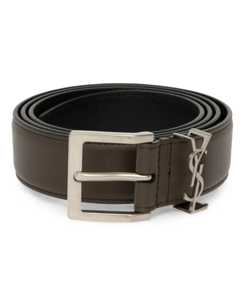Saint Laurent Cassandre Gürtel aus Leder - Grün Grün