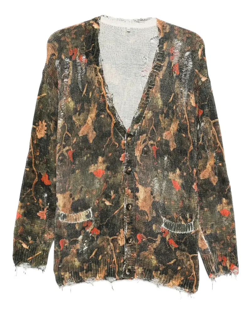 R13 Cardigan im Distressed-Look - Braun Braun