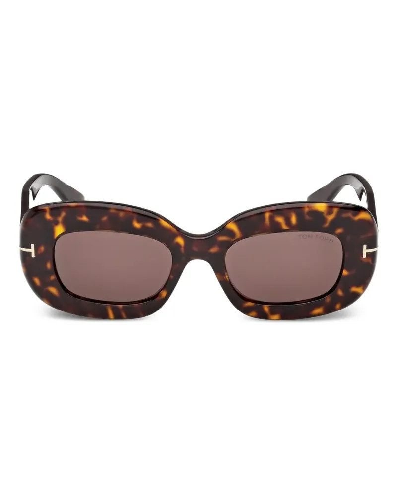 Tom Ford Geometrische Sonnenbrille mit T-Detail - Braun Braun