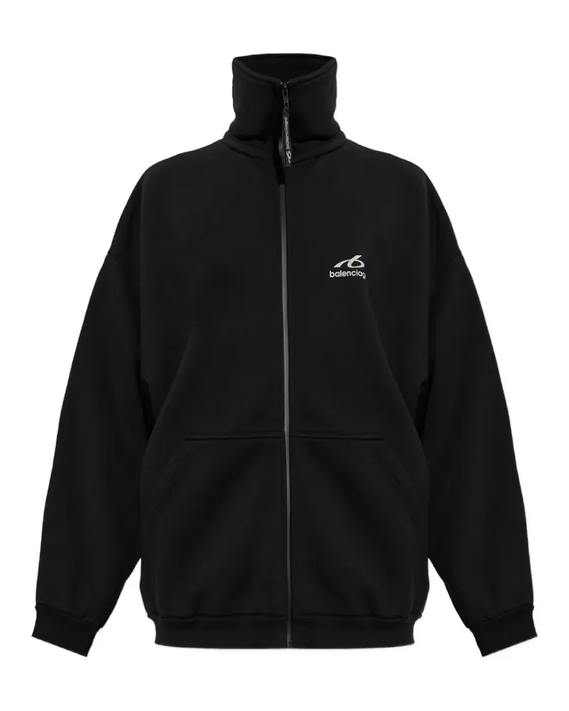 Balenciaga logo-print zip-up sweater - Schwarz Schwarz