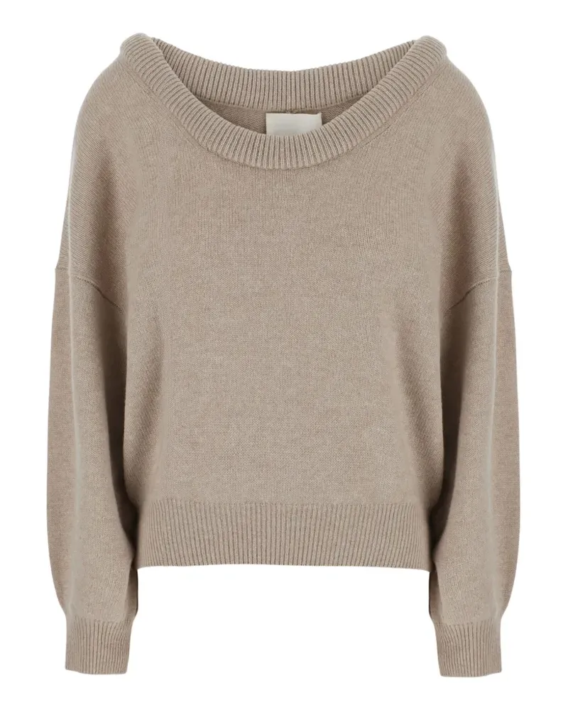 Lisa Yang Schulterfreier Doria Pullover mit geripptem Saum - Nude Nude