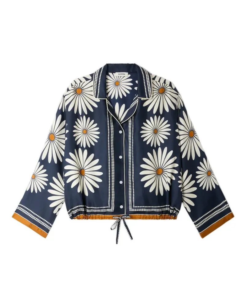 Sandro Seidenhemd mit Blumen-Print - Blau Blau