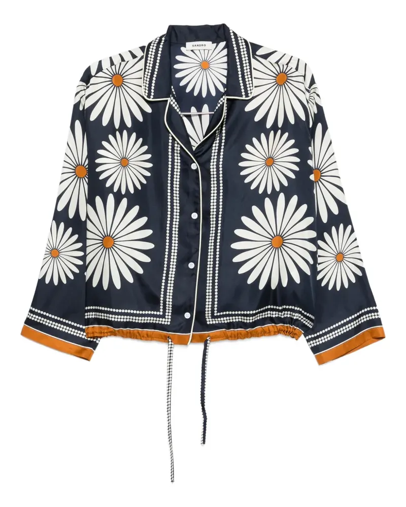 Sandro Seidenhemd mit Blumen-Print - Blau Blau