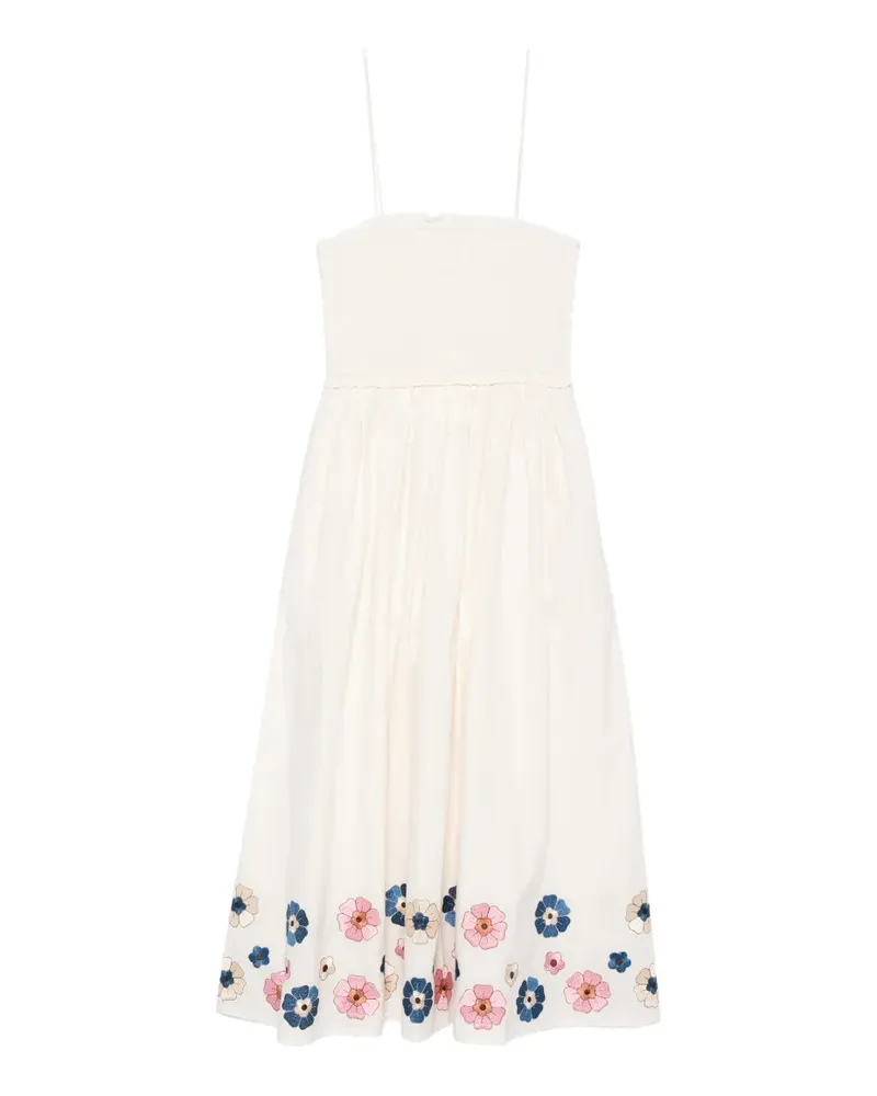 Antik Batik Midikleid mit Blumenstickerei - Nude Nude