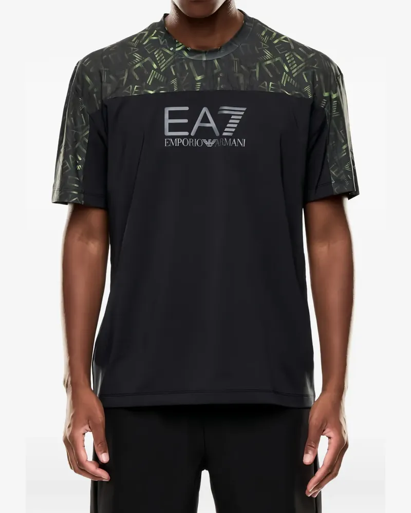 EA7 logo-print short-sleeve T-shirt - Schwarz Schwarz