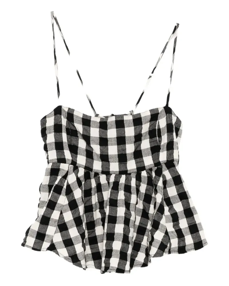 Free People Kariertes Tanktop - Schwarz Schwarz