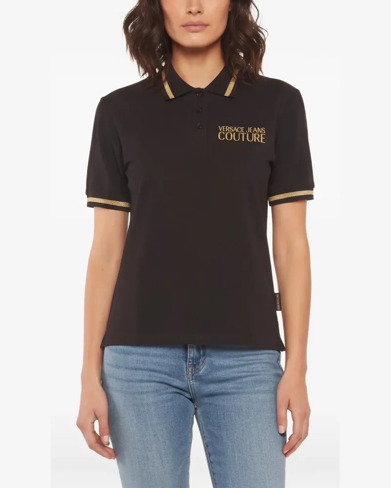 Versace Jeans Poloshirt mit Logo-Stickerei - Schwarz Schwarz