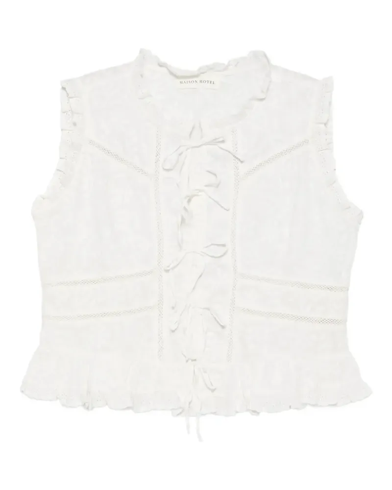 MAISON HOTEL schiffli-embroidered ruffled blouse - Weiß Weiß