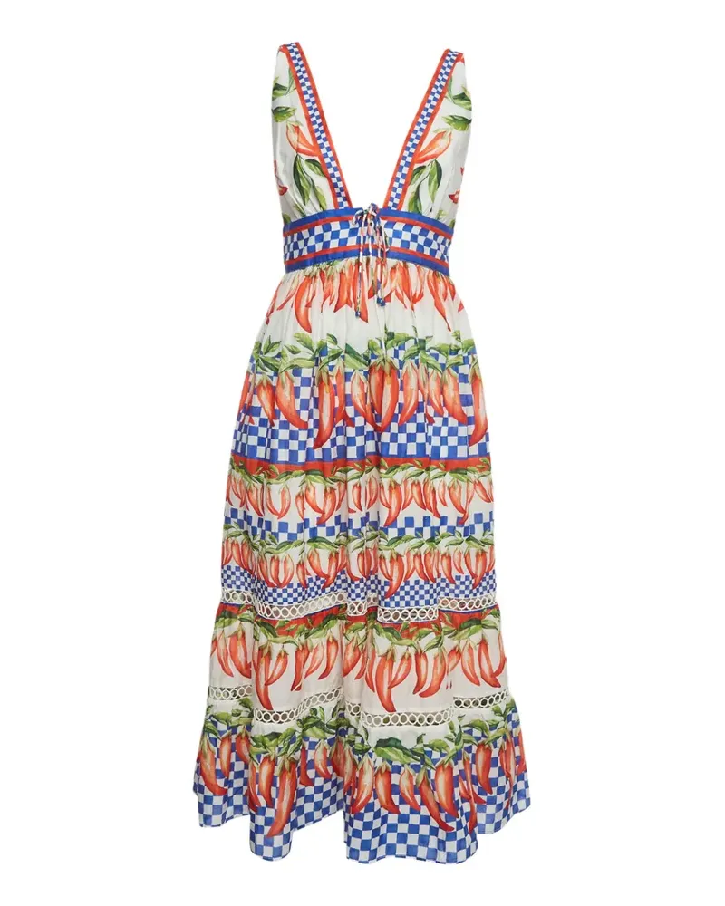 FARM Rio Ainika Picnic Peppers print midi dress - Weiß Weiß