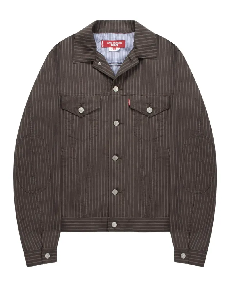 Junya Watanabe pinstripe elbow-patch jacket - Braun Braun