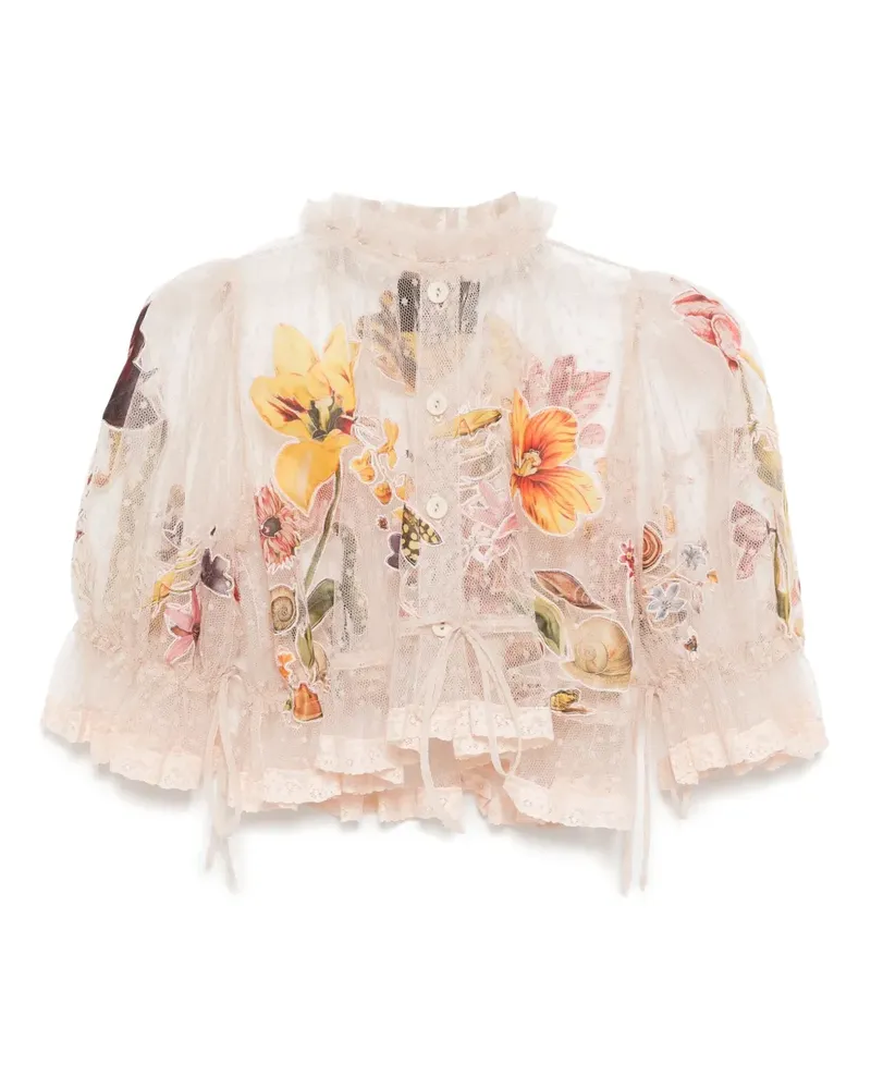 Biyan Geraffte Bluse aus Tüll - Rosa Rosa