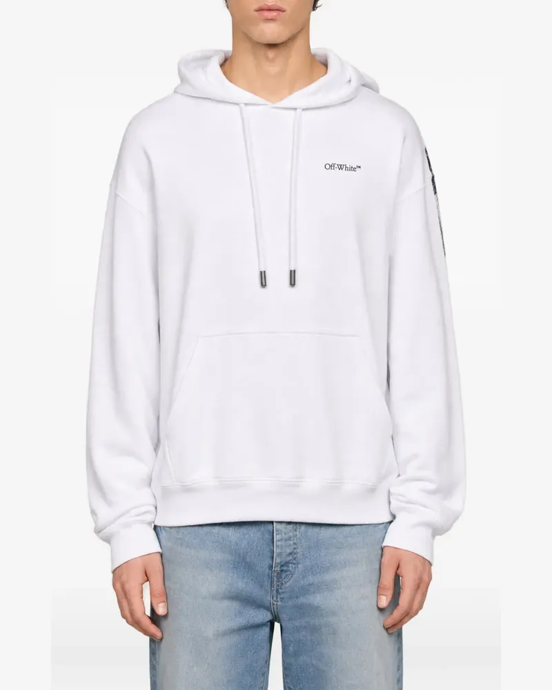 OFF-WHITE logo-print drawstring hoodie - Weiß Weiß