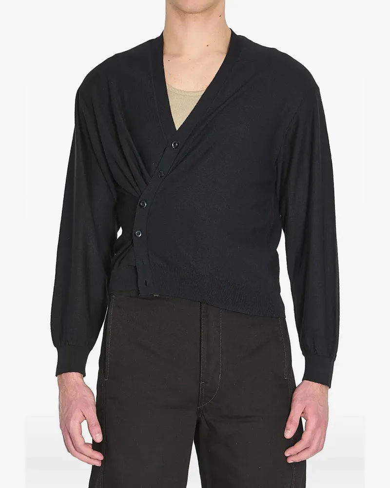 Christophe Lemaire twisted V-neck cardigan - Schwarz Schwarz