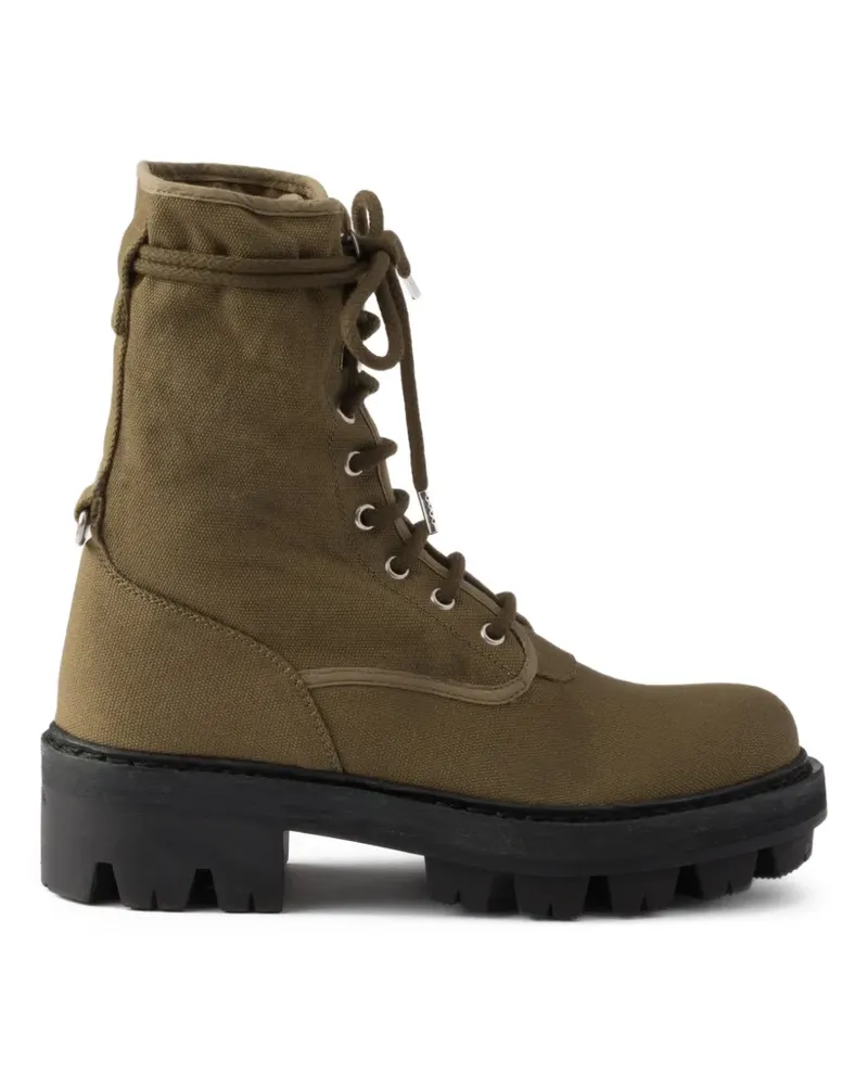 Prada Schnürstiefel mit Profilsohle - Grün Grün