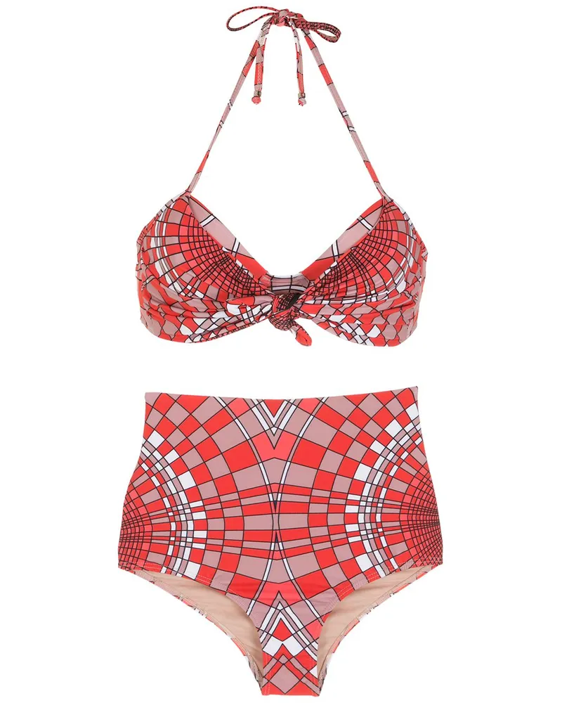 Amir Slama Bikini mit geometrischem Print - Rot Rot