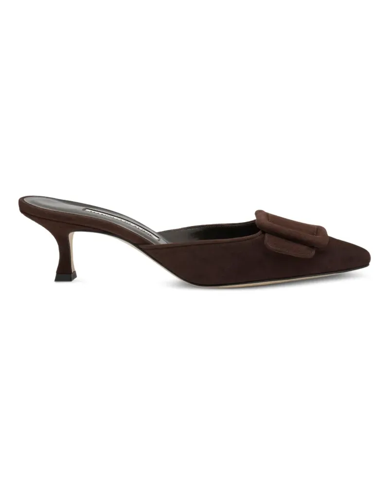 Manolo Blahnik Mules aus Wildleder mit Schnalle - Braun Braun