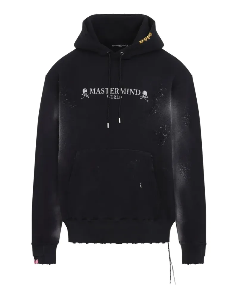 Mastermind World Hoodie im Distressed-Look - Schwarz Schwarz