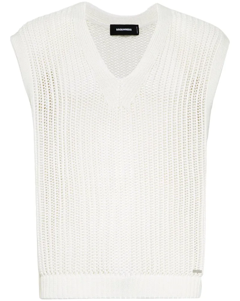 Dsquared2 Pullunder mit Lochstrickmuster - Weiß Weiß