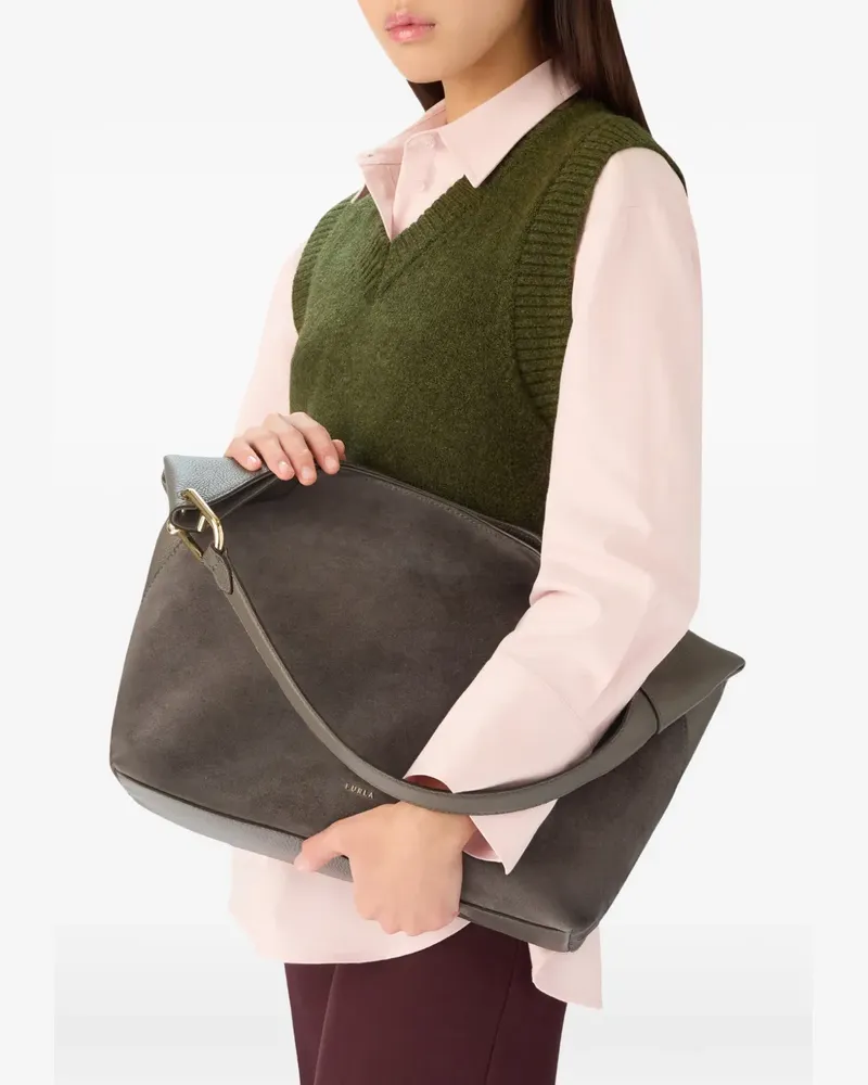 Furla L Lara Schultertasche mit Logo - Grau Grau