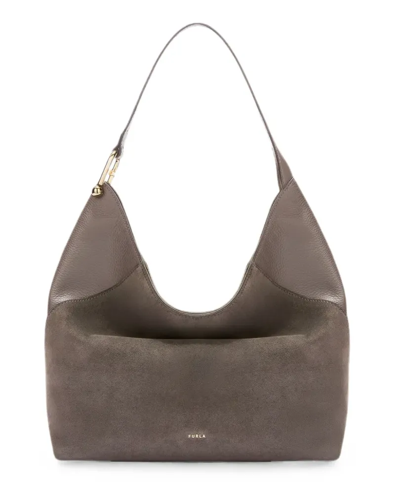 Furla L Lara Schultertasche mit Logo - Grau Grau