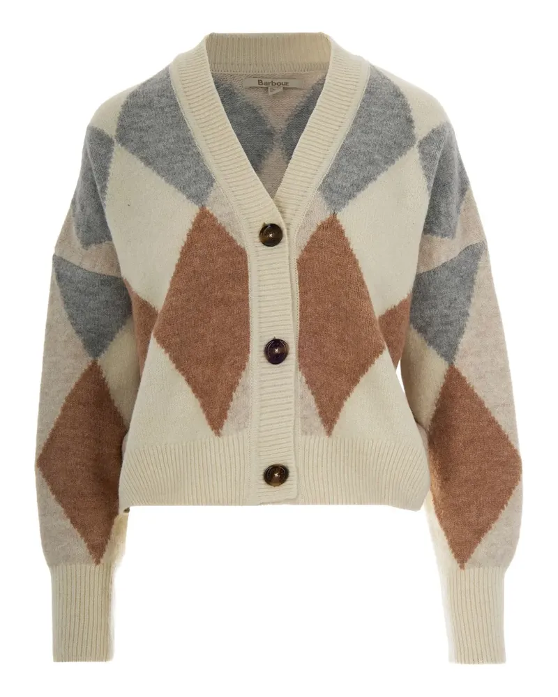Barbour Cardigan mit Rautenmuster - Nude Nude