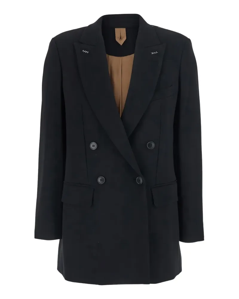 Max Mara Mosso double-breasted contrast-stitch blazer - Schwarz Schwarz