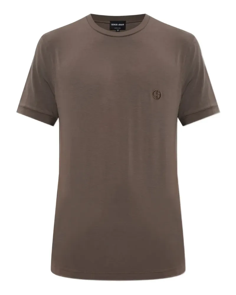 Giorgio Armani T-Shirt mit Logo-Stickerei - Braun Braun