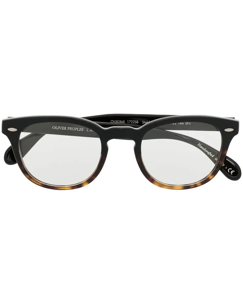 Oliver Peoples Runde Brille in Schildpattoptik - Schwarz Schwarz